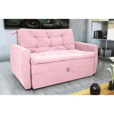 Imagem de Sofá Cama2 Lugares compacto Retratil Meg Matrix, VELUDO TURKEY ROSA