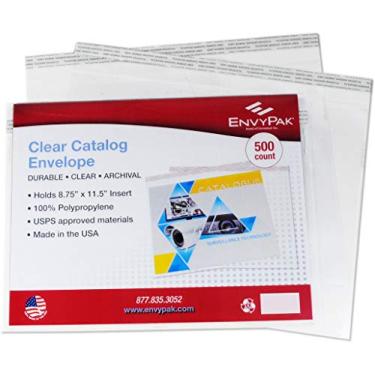 Imagem de EnvyPak Envelope de catálogo horizontal da marca com fita permanente - Envelope transparente - Materiais aprovados pela USPS