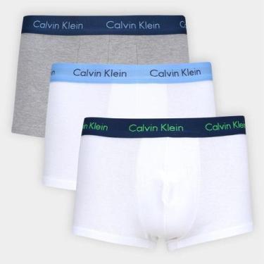 Imagem de Kit Cueca Boxer Calvin Klein Low Rise Trunk Classic 3 Peças, Branco, C