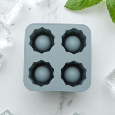 Imagem de Generic 1 bandeja de gelo, 4 cavidades, molde de copo de gelo, cilindro, lavagem à mão, apenas silicone, azul ardósia, 9,8 x 9,8 x 5,3 cm