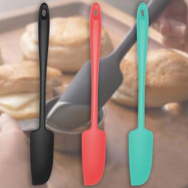 Imagem de Espátula de frasco de silicone, raspador de borracha pequeno, espátulas de silicone resistente ao calor, sem costura, panelas não grudadas, 28 cm, pacote com 3, sortidas