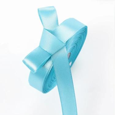 Imagem de Fita de cetim azul aqua de 5/20.3 cm x 50 m para embrulho de presente, projetos de artesanato, decoração de casamento, buquê de flores, laços de cabelo