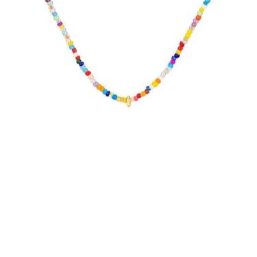 Imagem de Colares coloridos com inicial feminina – colar de bolhas feito à mão com contas delicadas e fofas de praia, colares boho para mulheres, joias modernas, colar gargantilha, K, Cobre Banhado a ouro, Sem
