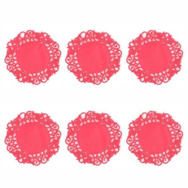 Imagem de Conjunto de 6 porta-copos de silicone - tapetes de mesa impermeáveis e resistentes ao calor, design de renda antiderrapante para balcão de cozinha, protetor de porta-copos de limpeza