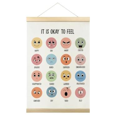 Imagem de Quadro de sentimentos, gráfico de emoções, pôster, cabide, moldura, terapia, escritório, saúde mental, decoração de parede para conselheiro, escritório, sala de aula, quarto, canto calmo, decoração de