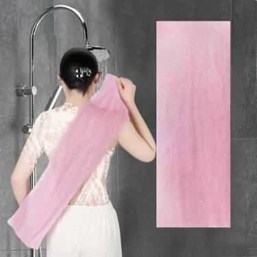 Imagem de Toalha de banho de malha longa para sauna pano de limpeza corporal de chuveiro toalha reutilizável de secagem rápida para uso em viagem a vapor em casa 1 peça (rosa)
