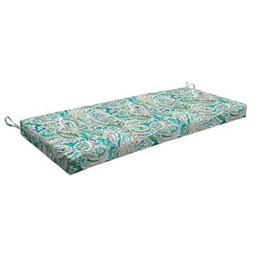 Imagem de Honeycomb Essentials Almofada de banco para ambientes externos, 111,8 x 45,7 cm, Geneva Paisley Turquesa Almofada para cadeira de pátio