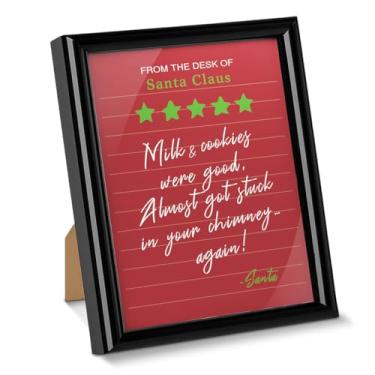 Imagem de Pôster engraçado de Natal emoldurado para decoração de parede com estampa de papai noel, classificação moderna, decoração de Natal vermelha para parede e mesa de casa 15 x 20 cm - ficou preso