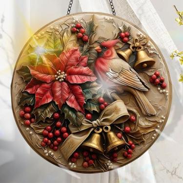 Imagem de Apanhador solar de acrílico colorido, decoração de janela suspensa de pássaros com design de vitral impresso, apanhador de sol, arte de parede de arco-íris, ornamentos de Natal para uso interno e