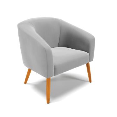 Imagem de Poltrona Decorativa Pé Palito Castanho Stella Suede Cinza D03 - D'Rossi