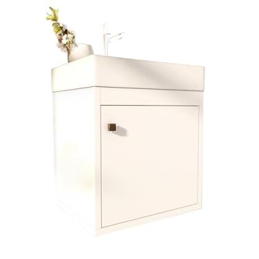 Imagem de Armário armário de suspensão banheiro 1 porta com prateleira organizador multiuso(Branco)