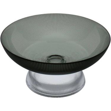Imagem de Centro De Mesa Fruteira Home&co Com Pé Vidro 12x25x25cm Fumê