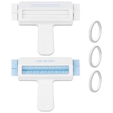 Imagem de NBEADS 2 peças de crimpador de artesanato, rolos de ferramentas de crimpador de papel de plástico com 2 rolos de fita adesiva dupla face para materiais de scrapbook, projetos de arte faça você mesmo