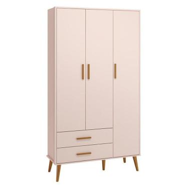 Imagem de Guarda Roupa Infantil Isis 3 Portas E 2 Gavetas Rosa - Reller Móveis Rosa