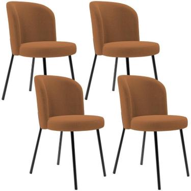 Imagem de Kit 4 Cadeiras Sala De Jantar Estofada Gavi L02 Bouclê Terracota - Lyam Decor