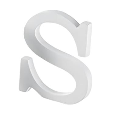 Imagem de Bothyi Letra do alfabeto moderna em madeira branca, com superfície lisa, ideal para decorar armários, salas de jantar e estantes, S