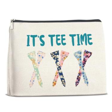 Imagem de Xxoace Bolsa de maquiagem para amantes de golfe, presente para mulheres, It's Tee Time, bolsa cosmética com zíper, presentes para golfistas, amantes de golfe, orações