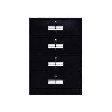 Imagem de Armário de Arquivos Armário de arquivo curto pequeno com gaveta travamento sob a mesa atividades 4 gavetas escritório dados Gabinete cabeceira lata(Preto)