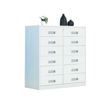 Imagem de Armário de Arquivos Armário de armazenamento multifuncional doméstico, 6 camadas gaveta grande capacidade, organizador arquivo dados metal, armário(Branco)