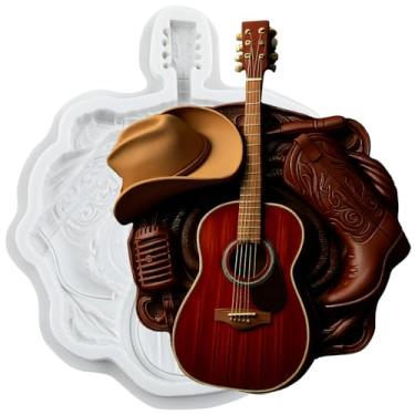 Imagem de MYPRACS Molde de silicone para fondant de guitarra para decoração de bolo de açúcar topo de cupcake pasta de goma de chocolate argila de polímero