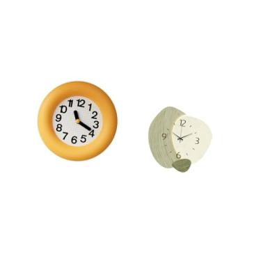 Imagem de Fenteer Relógio de Parede Analógico Silencioso Contemporâneo para Cozinha, Sala de Jantar, Quarto, Decoração Simples, Relógio Decorativo de Desenho Animado Pa