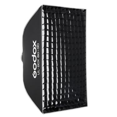 Imagem de Godox Softbox retangular dobrável de 61 x 90 cm, caixa macia de tira de liberação rápida com suporte Bowens, difusores, grade, bolsa, para GODOX SL60II AD400PRO AD600 Outros Bowen Mount Studio Flash