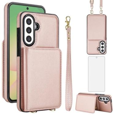 Imagem de Asuwish Capa de celular para Samsung Galaxy A17/A26 5G carteira de celular com protetor de tela de vidro temperado alça transversal de pulso com bloqueio RFID suporte para cartão de crédito A 17 26