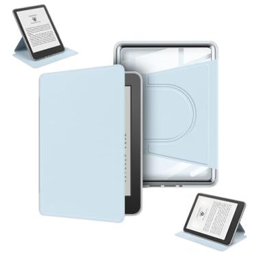 Imagem de GUKSRASO Capa para Kindle Paperwhite 10ª Geração 2018 (6", Modelo: PQ94WIF) – 360° Giratória, Capa Magnética Removível, Suporte Ajustável, Traseira Transparente, Auto Ligar/Desligar