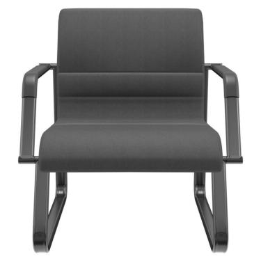 Imagem de Cadeira De Escritório Recepção Com Braço Fixa Preta Lev P03 Crepe Preto - Lyam Decor