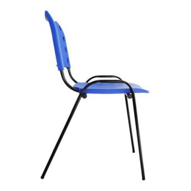 Imagem de Kit Com 10 Cadeiras Iso Para Escola Escritório Comércio Azul Base Pret