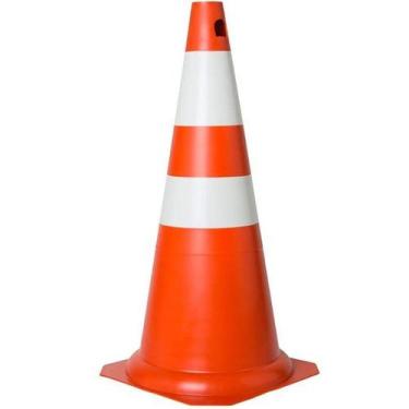 Imagem de Cone de Sinalização Trânsito em 75 cm Laranja e Branco - GB
