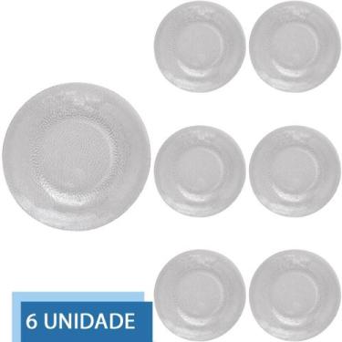 Imagem de 6 Pratos Redondos Fundo 22cm Acqua Refeição Transparente - NADIR FIGUE
