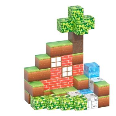 Imagem de Blocos de Construção Magnéticos, 48 Peças em ABS, 2cm x 2cm, Coloridos com Cenário, para Crianças Acima de 4 Anos, Manual Incluso