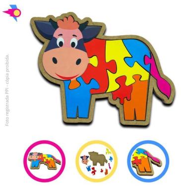 Imagem de Quebra cabeça Infantil de madeira - Vaca Brinquedo Educativo - Maninho
