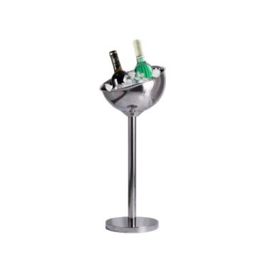 Imagem de Balde de gelo de aço inoxidável bicamada preservação do calor isolamento frio bonito KTV champanhe vinho tinto cerveja gelo bloco de gelo balde comercial (prateado, curvado)