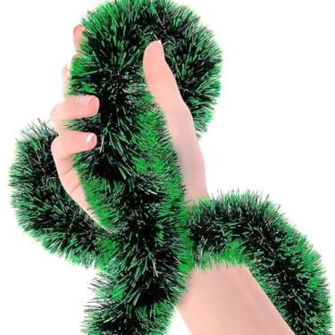 Imagem de Festão Natalino Verde em Plástico, 2 Metros x 15cm, Decoração para Árvores e Guirlandas, Material Aramado