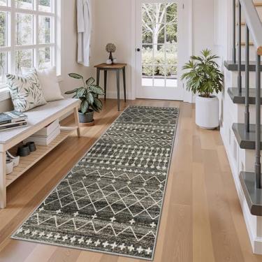 Imagem de Miukiki Tapete de corredor de 5 x 15 cm para sala de estar, tapetes laváveis marroquinos antiderrapantes, tapete de piso interno, dobrável, grande, macio, para sala de jantar, quarto, com pelo baixo