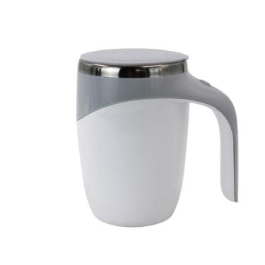 Imagem de Caneca Mixer Magnética Térmica, Aço Inox e Plástico, 380ml, Misturador Automático a Pilha, Marrom, 13,5 x 9cm, para Bebidas Quentes e Frias