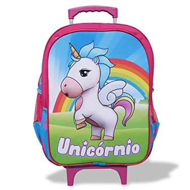 Imagem de Mochila Unicórnio Rodinhas Tamanho G para Pré-Escola e Ensino Fundamental