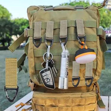Imagem de Corrente tática para chaveiro, mosquetão com clipe de pressão, chaveiro multifuncional, suporte de cinto, 6 peças, gancho de engrenagem para caminhadas, acampamento, esportes ao ar livre, acessórios