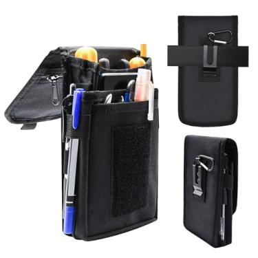 Imagem de KATOLK Bolsa de ferramentas para cinto, organizador utilitário tático com suporte para celular, coldre multiferramentas de nylon 1000D resistente durável com vários bolsos para eletricistas