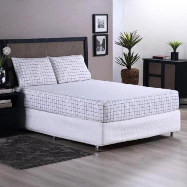 Imagem de Jogo de Lençol 3 Pçs Casal King Grid Percal 200 Fios com Elástico - La