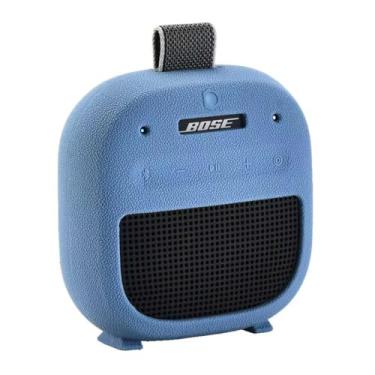 Imagem de Hzycwgone Capa para alto-falante Bose SoundLink micro portátil Bluetooth (2ª geração), capa de silicone para Bose SoundLink Micro 2ª bolsa protetora de viagem com mosquetão, acessórios (capa azul)