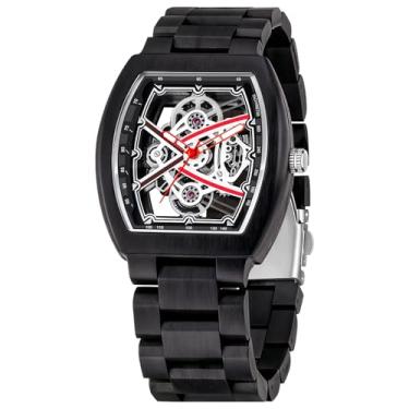 Imagem de Dentily Relógio masculino elegante de madeira oca de 40 mm, quartzo, analógico, madeira para pai, marido e namorado