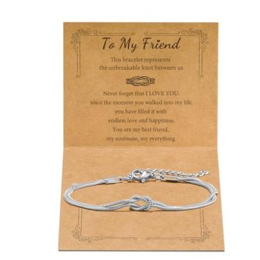 Imagem de Pulseiras combinando para casais, pulseira com nó de amor, promessa, alma gêmea, amizade, pulseiras para sempre, infinito, joias presentes para mulheres, adolescentes, ela, Small, Aço inoxidável, Sem