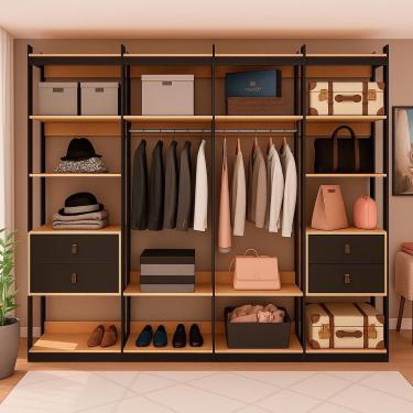 Imagem de Guarda-roupas Genialflex Closet Modulado Freijó Preto Fosco