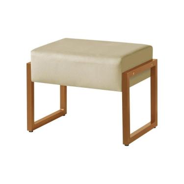 Imagem de Puff Decorativo Vegas Estofado Base De Ferro Veludo Bege