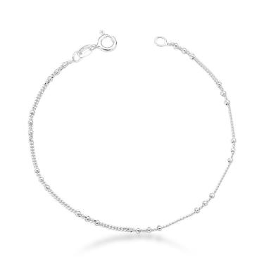 Imagem de Pulseira Delicada Infantil Com Bolinhas Prata 925 - 14cm