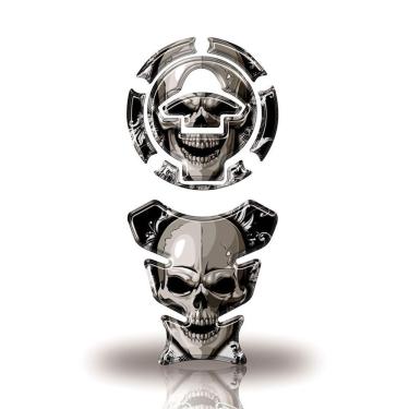 Imagem de Protetor Tanque Moto Yamaha Acima 2016 Caveira Cinza