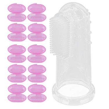 Imagem de ZJchao Escova de Dentes de Dedo do bebê, 10 Peças Escova de Dentes Infantil de Dedo Silicone Macio para Recém-nascidos (Concha Rosa)